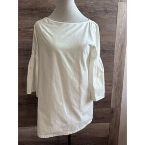 SUNO Top Shirt Womens Small White Cotton Bell Sleeve Work Wear Designer Elegant